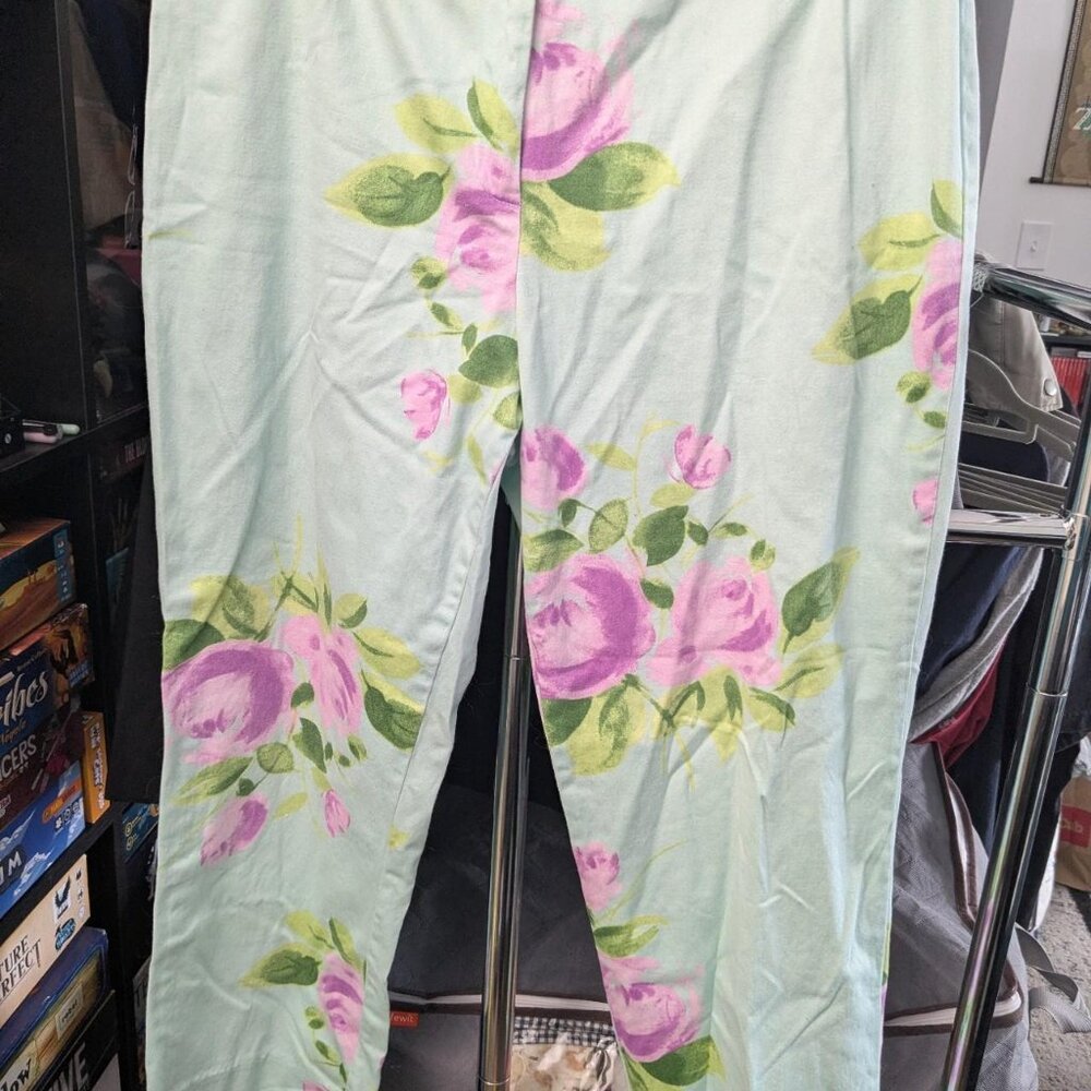 Finity Green & Pink Floral Print Pants Size 10/12